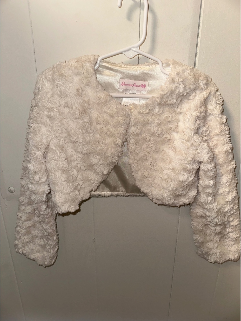 Bonnie Jean Girls' Ivory Faux Fur Bolero Shrug Size 6